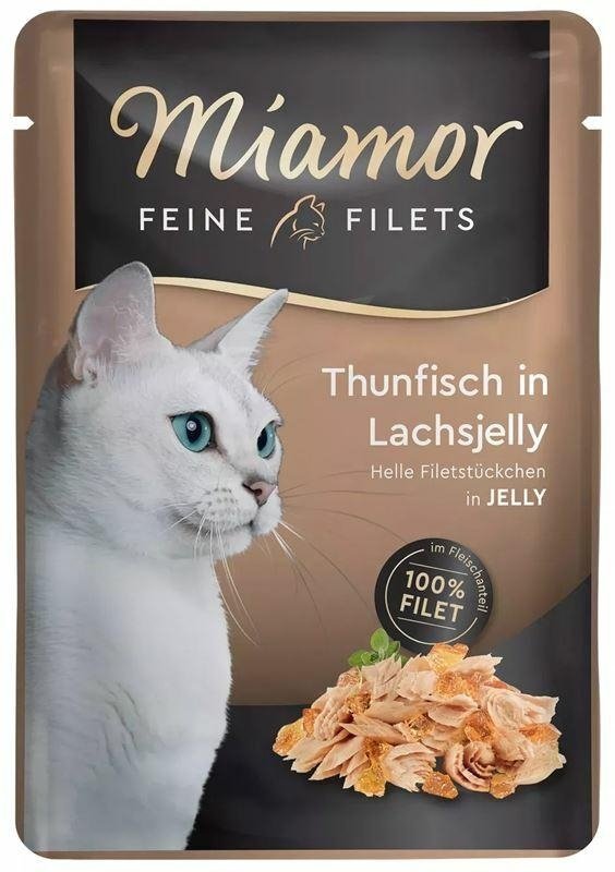 Miamor Feine Filets Tuńczyk w galaretce z łososia 100g Mokra karma dla Kotów