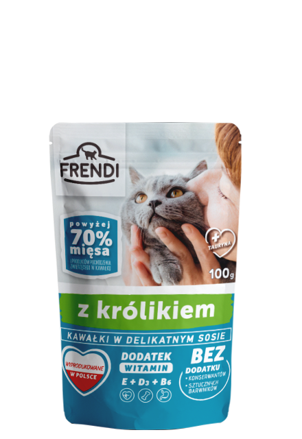 Frendi Kawałki w sosie z Królikiem Karton 24x100g saszetka mokra karma dla kotów