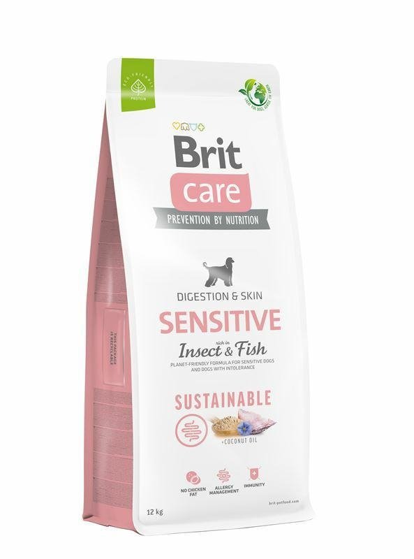  Brit Care Sustainable Sensitive Insect &amp; Fish 12kg bogata w owady i rybę Sucha karma dla dorosłych psów wszystkich ras o wrażliwej skórze i sierści
