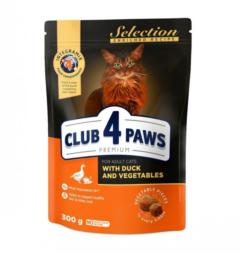 Club4Paws Selection Kaczka z Warzywami 300g  Sucha karma dla kotów