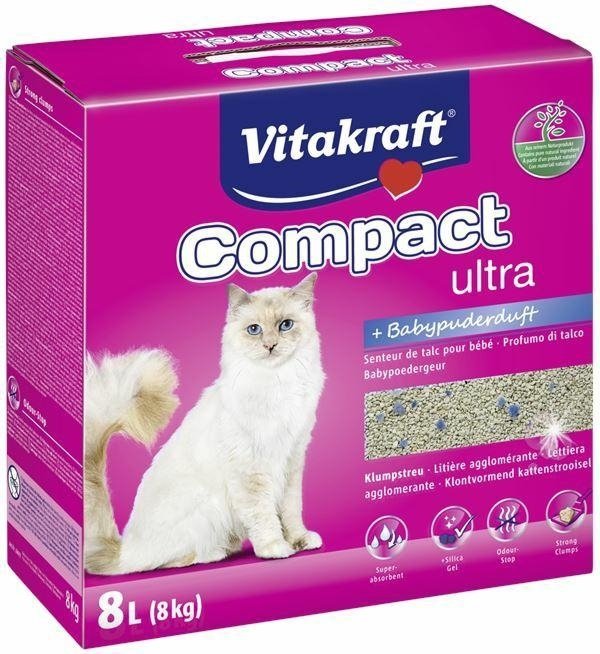 Vitakraft Compact Ultra BabyPowder 8kg żwirek bentonitowy dla kotów Zapach dziecięcego pudru