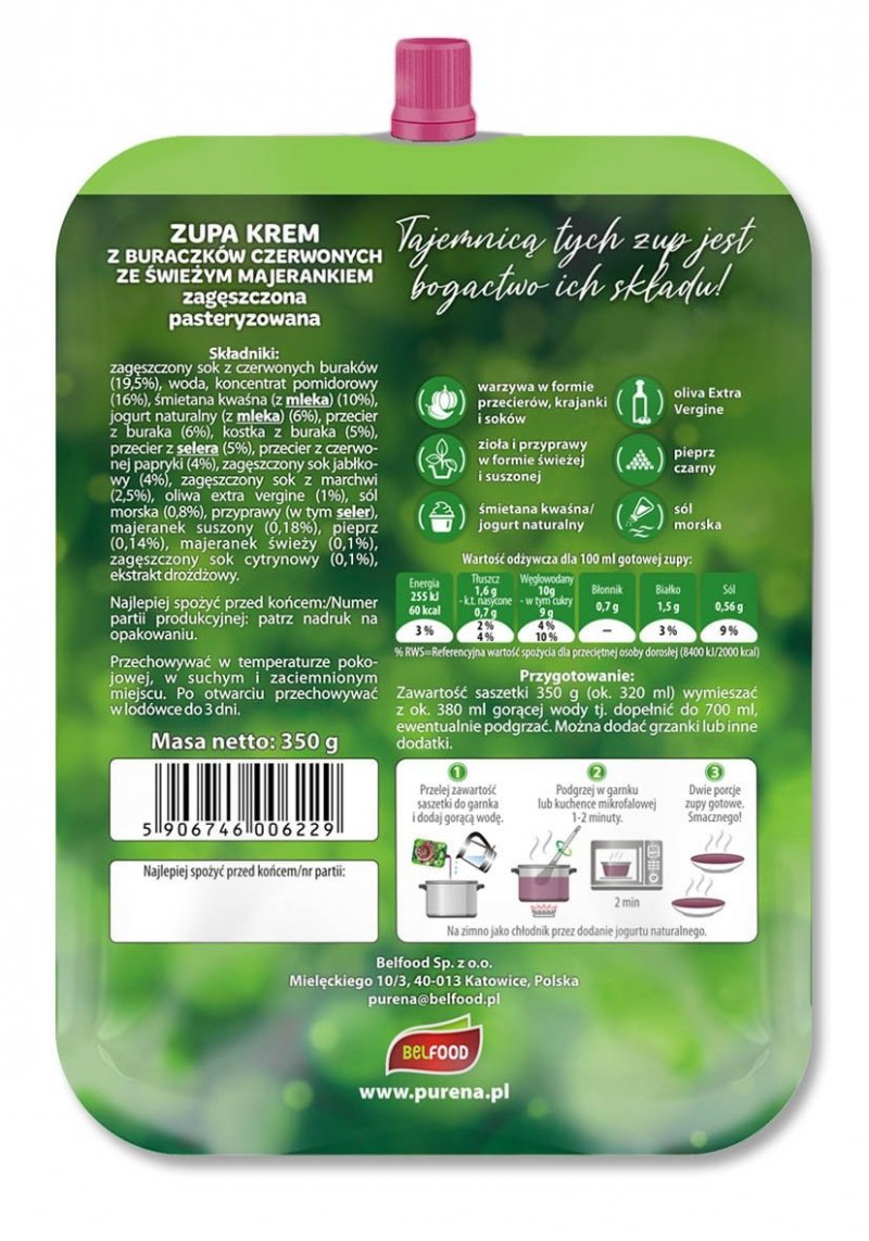 Zupa krem z buraczków czerwonych zagęszczona 350g x 4szt
