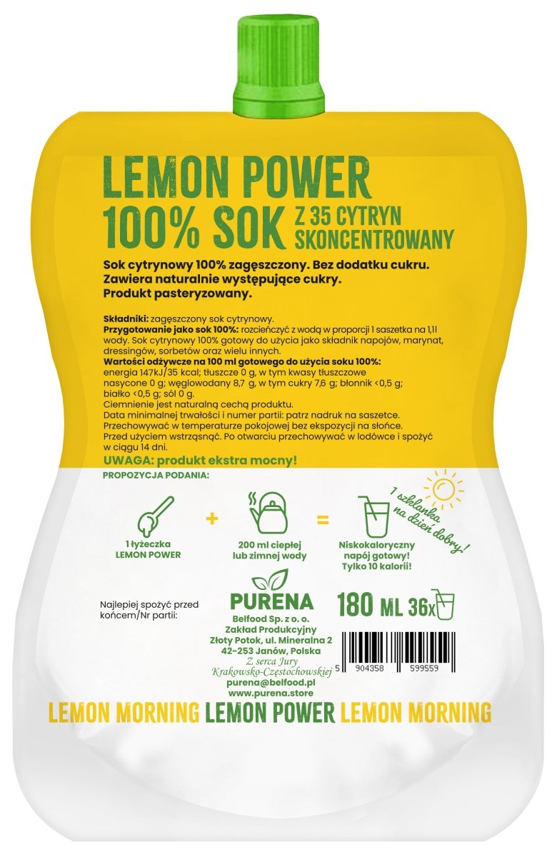 	Sok cytrynowy 100% zagęszczony LEMON POWER 180ml x 10sztuk