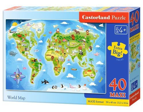 Puzzle 40 maxi mapa świata