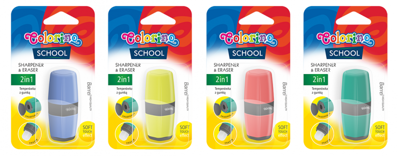 Temperówka z gumką na blistrze Colorino school 2w1