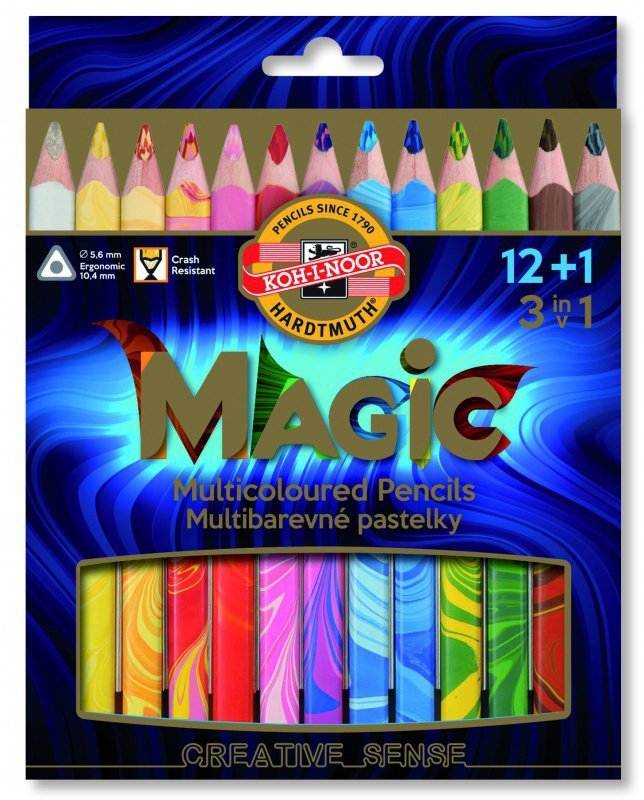 Kredki ołówkowe magic trio Koh-i-Noor 3408/13 12+1 kolorów