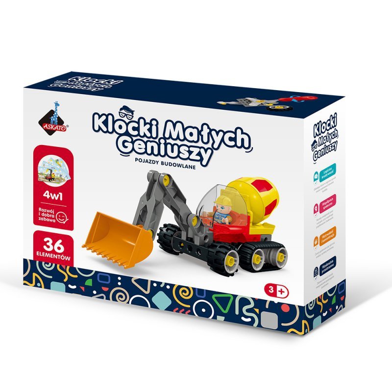 Klocki małych geniuszy konstrukcyjne 4w1 36 elementów