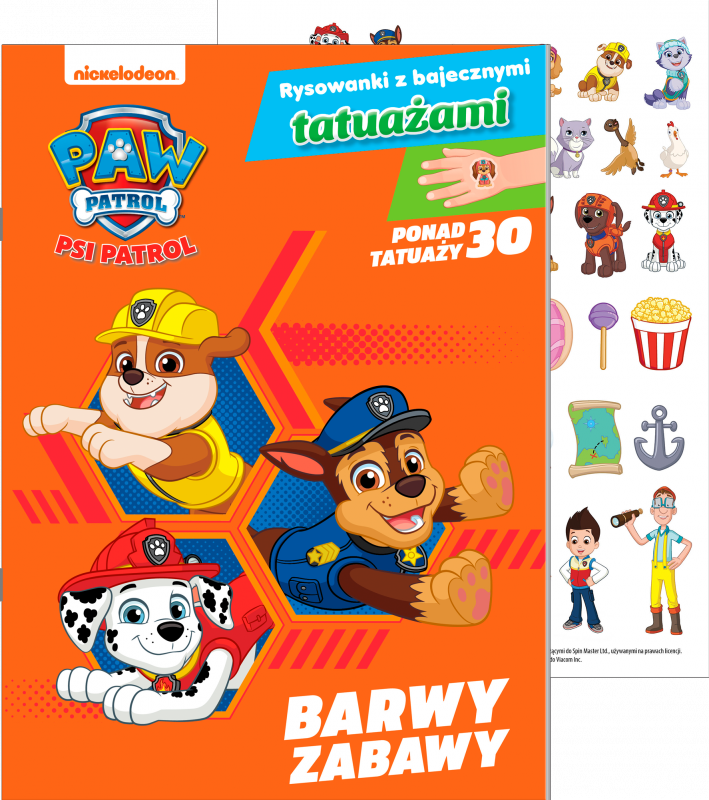 Barwy zabawy. Psi Patrol. Rysowanki z bajecznymi tatuażami