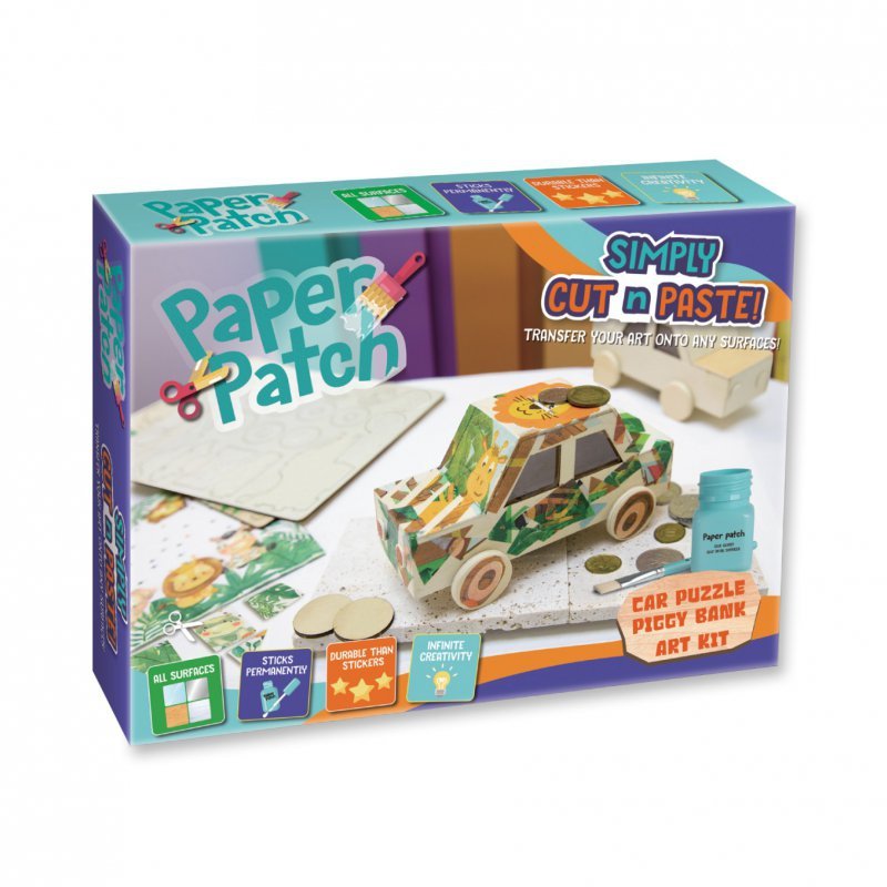 Zestaw kreatywny Strigo do Decoupage Paper Patch drewniania skarbonka samochód