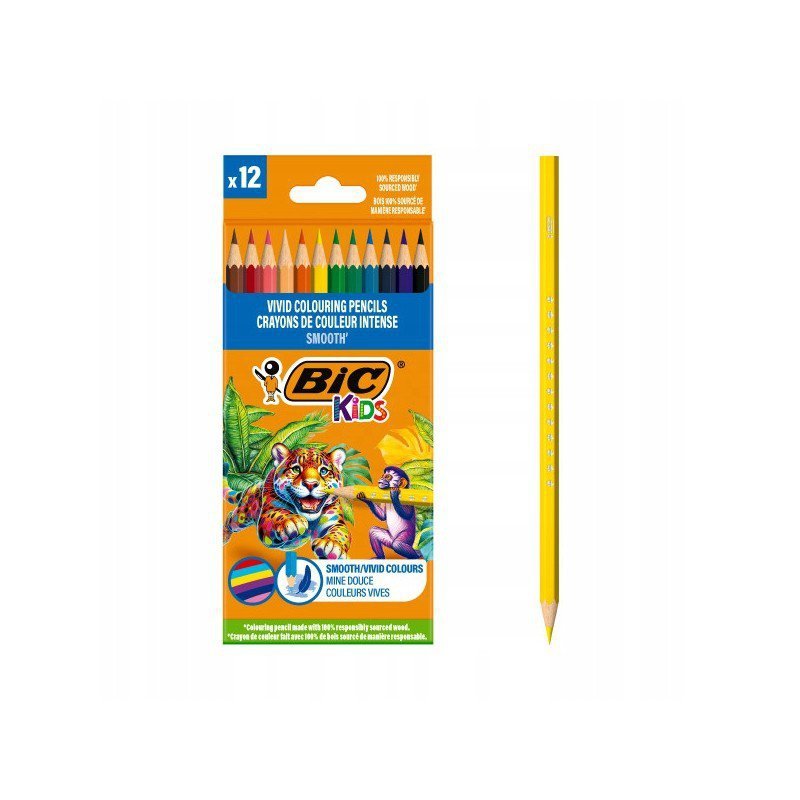 Kredki drewniane BIC Kids Smooth ECO 12szt.