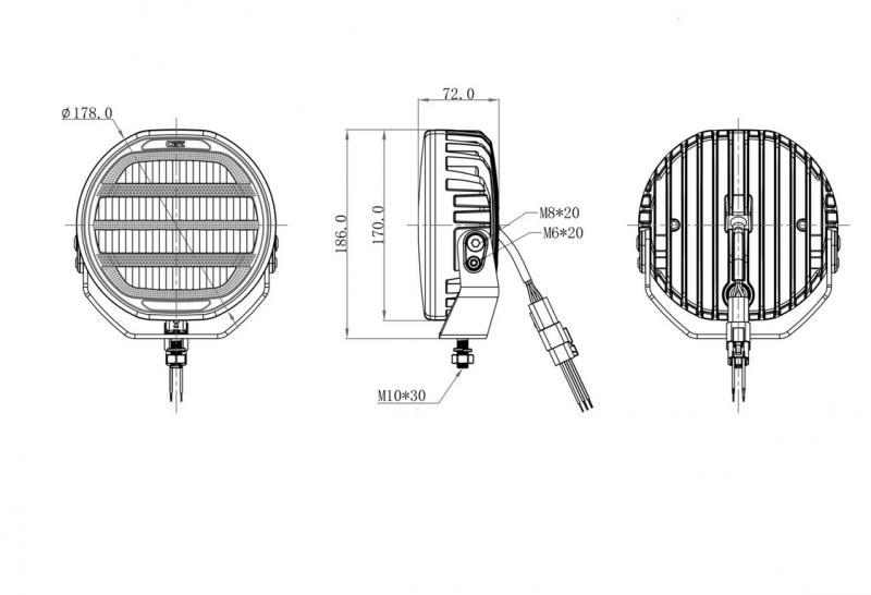 Reflektor drogowy LED OZZ XR2 P7″ czarny