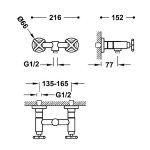 Tres MONTBLANC Bateria dwuuchwytowa ścienna prysznicowa 28316301NM