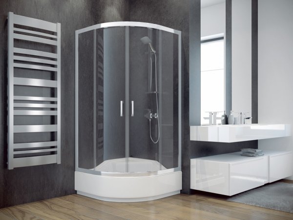Besco Modern Chrom kabina półokrągła 90 szkło grafitowe MP90165G