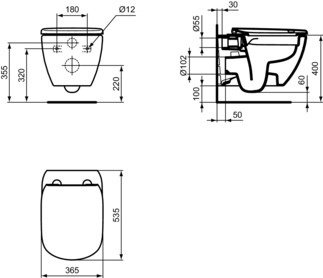 Ideal Standard Tesi Zestaw Toaleta WC RimLS+ bez kołnierza + deska wolnoopadająca biały T493201+T552201