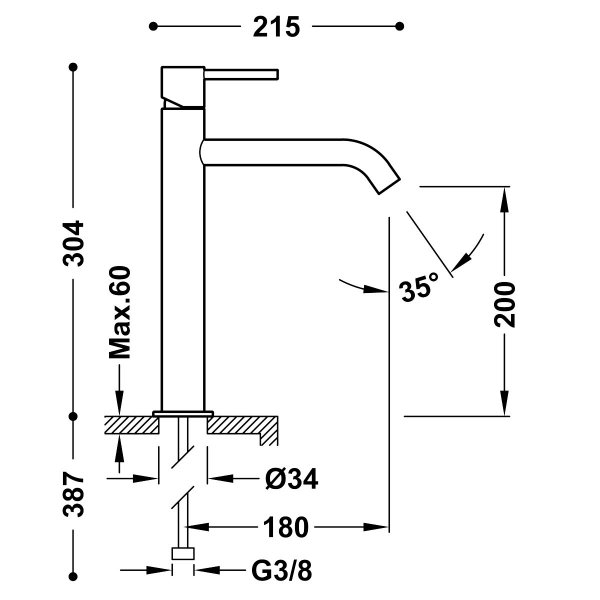 Tres Study bateria umywalkowa stal 26230701AC