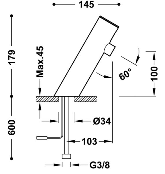 Tres Zestaw baterii elektronicznej z systemem wstępnego mieszania do umywalki 39210390