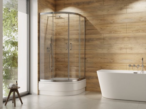 Besco Modern Chrom kabina półokrągła 80 szkło grafitowe MP80165G