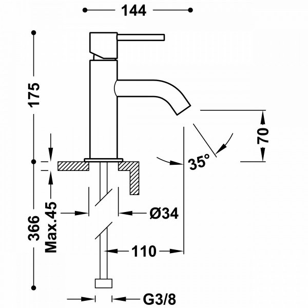 Tres Study bateria umywalkowa stal 26290301AC
