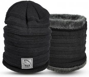 Czapka zimowa z kominem męska czarna