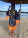 Kimono Wonder Orange Heart Fringe