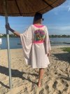 Kimono Checker Beige Skull Pink Short