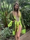 Kimono Yellow Panther Fringe