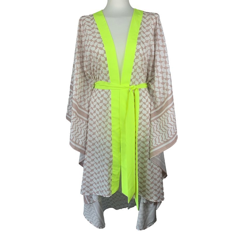 Kimono Checker Beige Heart Cllasic
