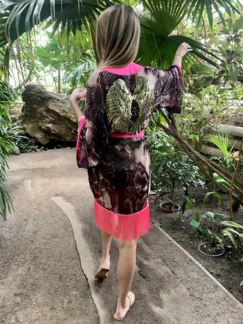 Kimono Brown Snake Gold Angel Fringe