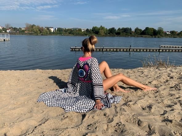 Kimono Checker Black Pink Heart Classic
