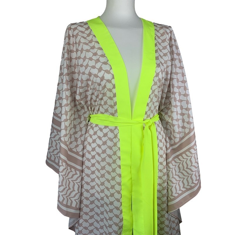 Kimono Checker Beige Colourful Skull Classic