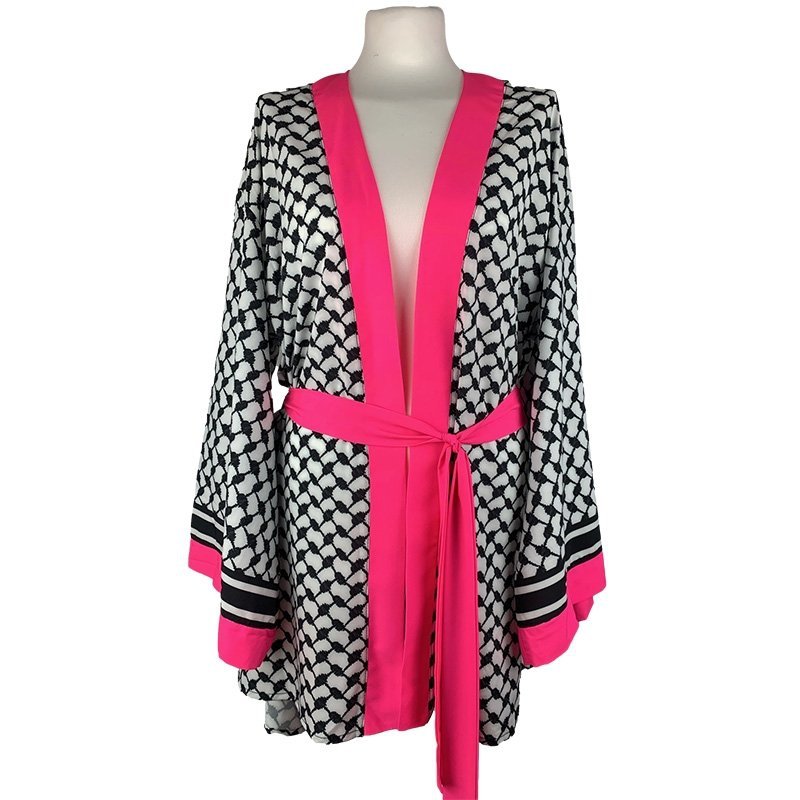 Kimono Checker Black Colorful Scull Short