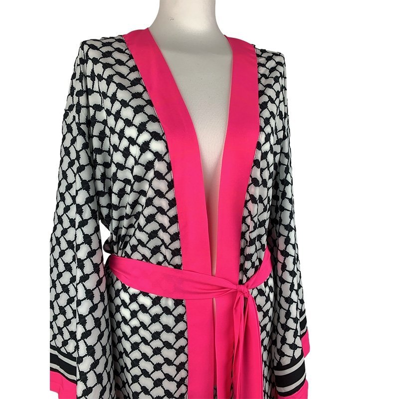 Kimono Checker Black Colorful Scull Short