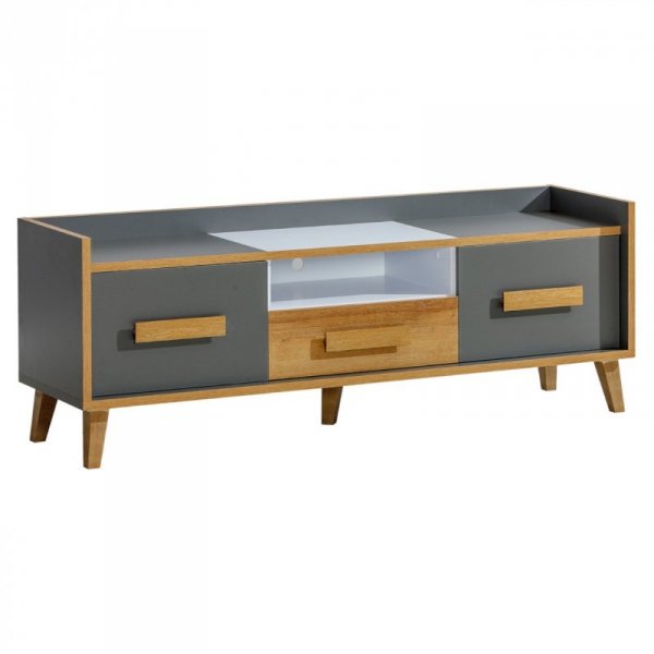 Meble do salonu WERSA 1 antracyt / dąb riviera / biały brylantowy