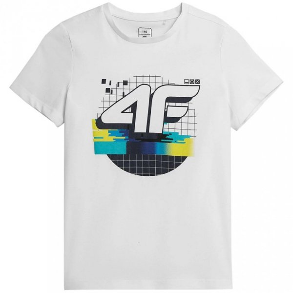 Koszulka dla chłopca 4F biała HJZ21 JTSM003 10S