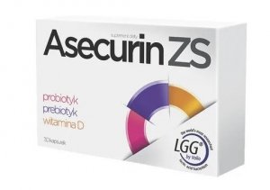 Asecurin ZS, probiotyk + prebiotyk + witamina D, 30 kapsułek