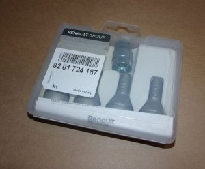 Original  Boulons de roue Renault kit antivol Captur II, Clio IV, V, Express/Van, Kangoo II, III, Megane III, Scenic III, Twingo