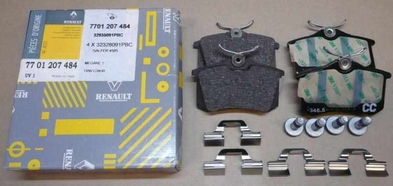 Original  Plaquettes de frein Renault Megane 1.5dci/1.6 16v arrière ,  7701207484