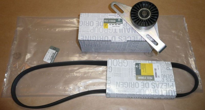 Original  kit de courroie d'alternateur Renault Clio II, Mégane 1.4/1.6 Renault Kangoo, Thalia, Dacia Logan sans climatisation , 7701477522