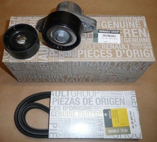 Kit de courroie trapézoïdale à nervures original galet tendeur Renault Laguna Scenic Megane 1.4 1.6 1.8 16v + a/c 5pk1747mm , 7701477517
