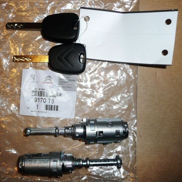Cylindre de serrure avant droit + gauche convient Citroën C2 C3 02-13, 9170T5, 9170.T5