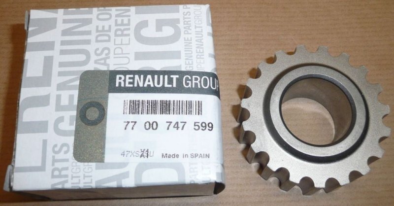 Original  Poulie de distribution inférieure Renault 1.4/1.6 moteurs K7J, K7M Renault Mégane, Renault Clio II, Renault Kangoo II, Dacia ,  7700747599