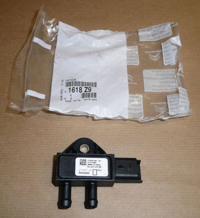 Capteur de pression des gaz d'échappement Peugeot 207, 301, 208, 1618.Z9, 1618Z9