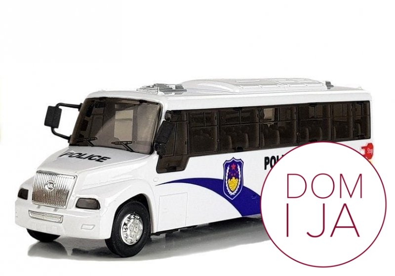 Model Autobusu Bus Policyjny Świeci Biały