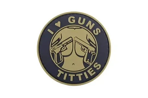 Naszywka 3D - I Love Guns Titties - tan