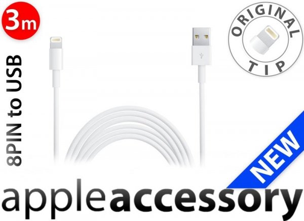 Kabel USB Lightning 3m do Apple iPhone 5 6 SE 7, iPad Air Pro