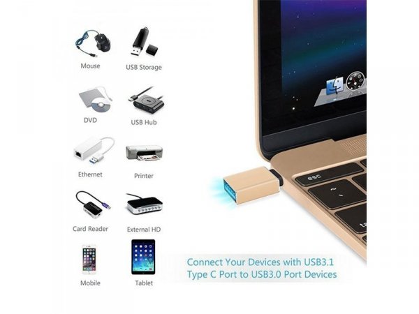 Przejściówka Adapter USB-C do USB 3.0 ALU do APPLE MacBook