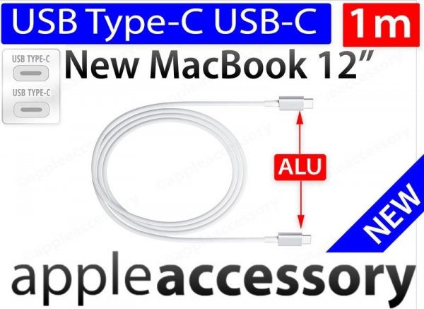 Kabel Przewód zasilający USB-C do APPLE MacBook 12 1m ALU