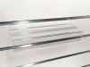 Plexi shelf for shoes with pricemarklist in front - 25 cm x 10 cm