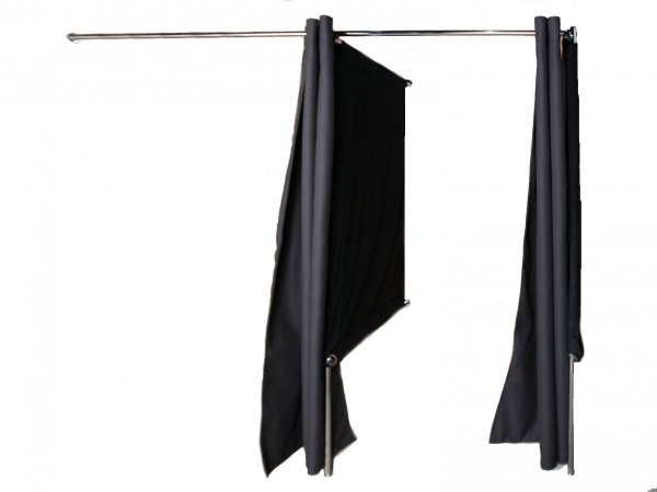 Dressing room, center and corner with curtains 200 cm x 200 cm x 100 cm, Chrome