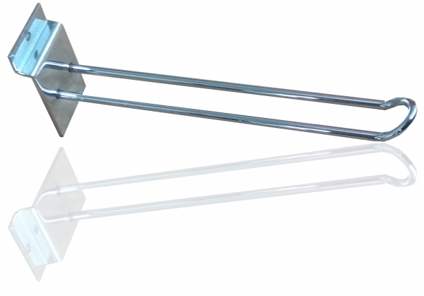 Chrome double wire hook 15 cm for panel with track
